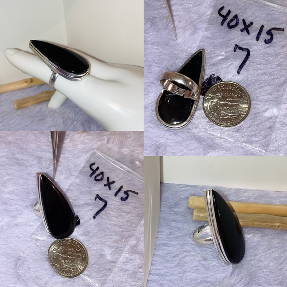 Sublime Black Onyx Gemstone Chunky Handmade Ring - Picture 6 of 7